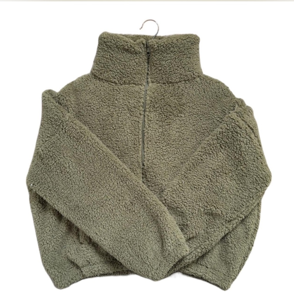 Olive Green Sherpa Jacket